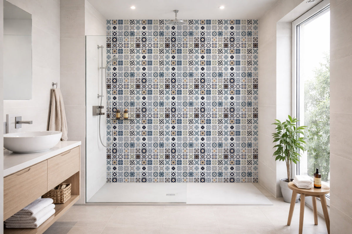 Toilettenrückwand Patchwork