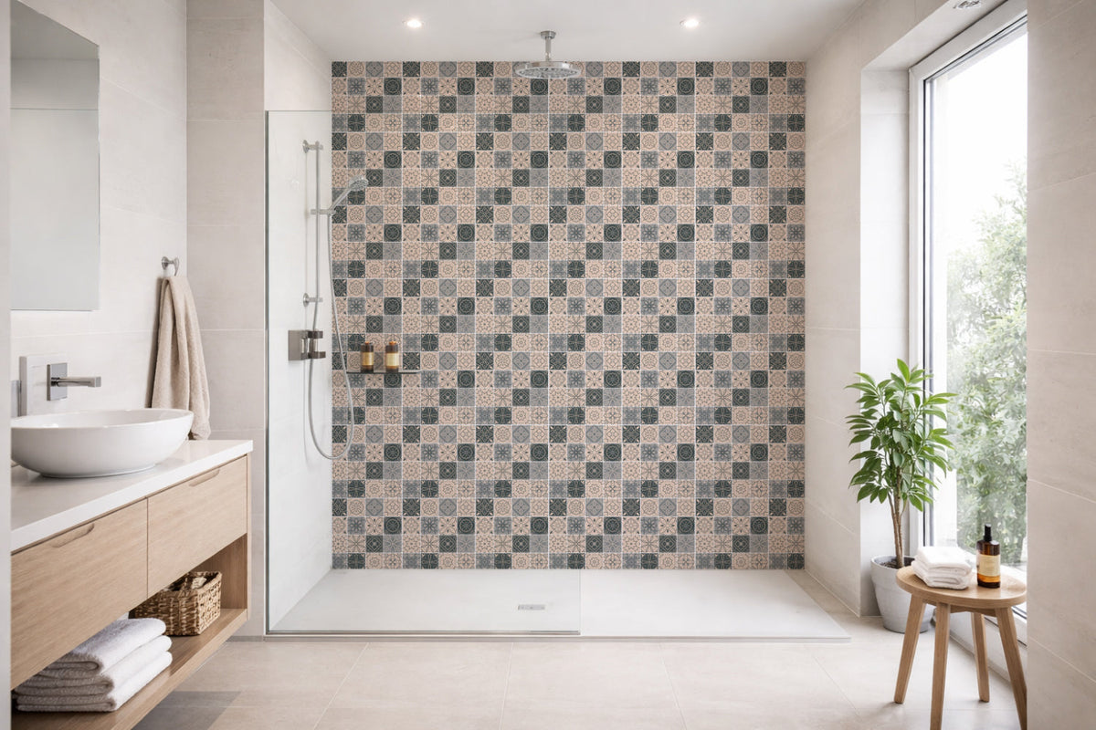 Toilettenrückwand Patchwork