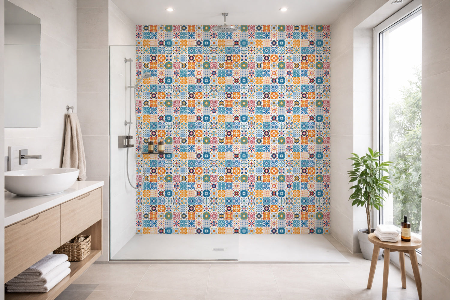 Toilettenrückwand Patchwork