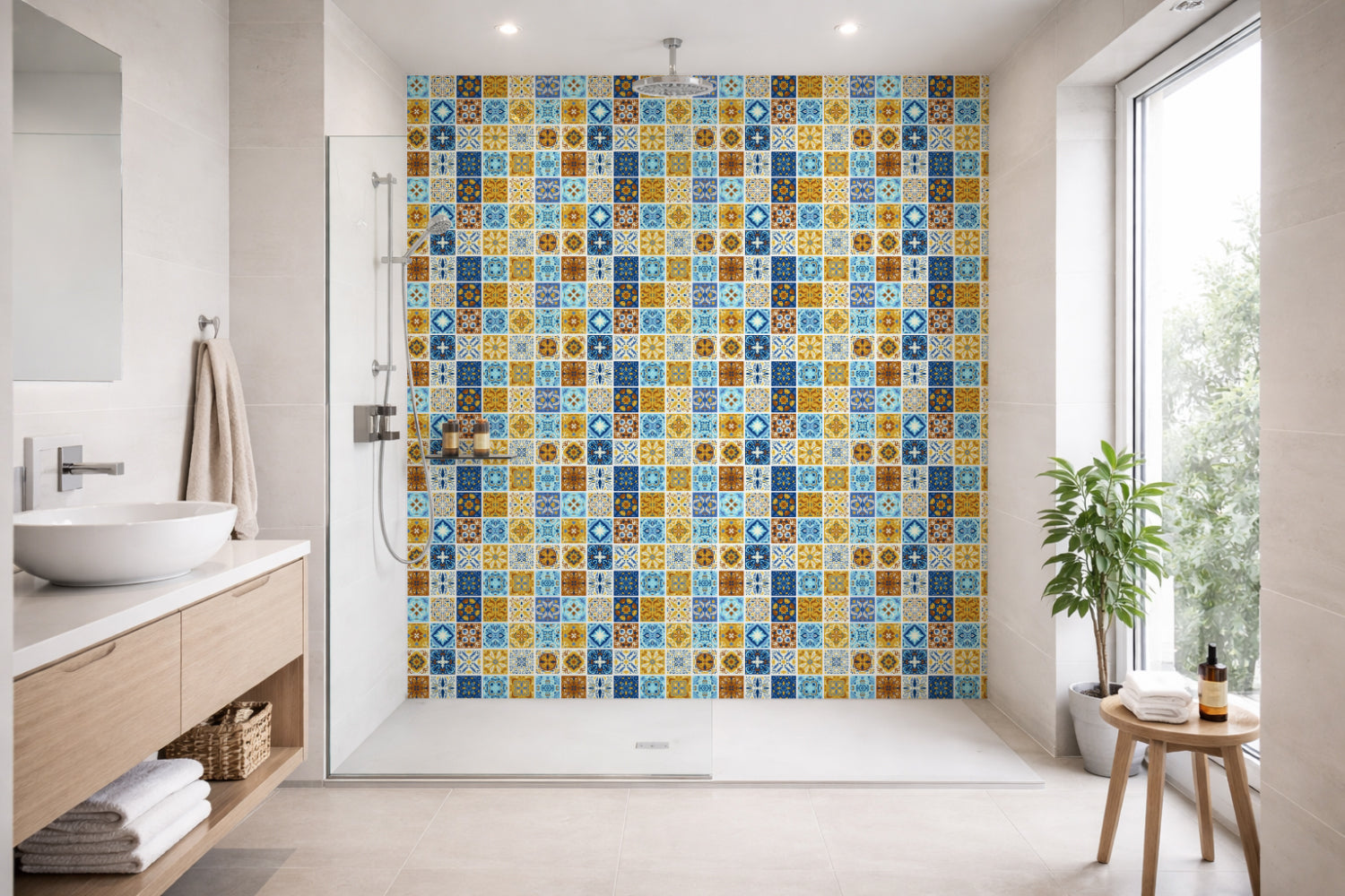 Toilettenrückwand Patchwork