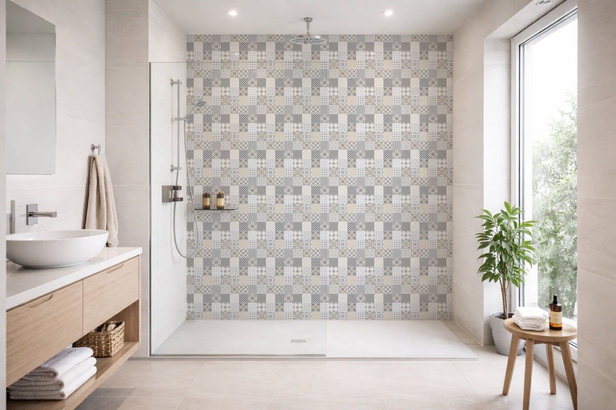 Toilettenrückwand Patchwork