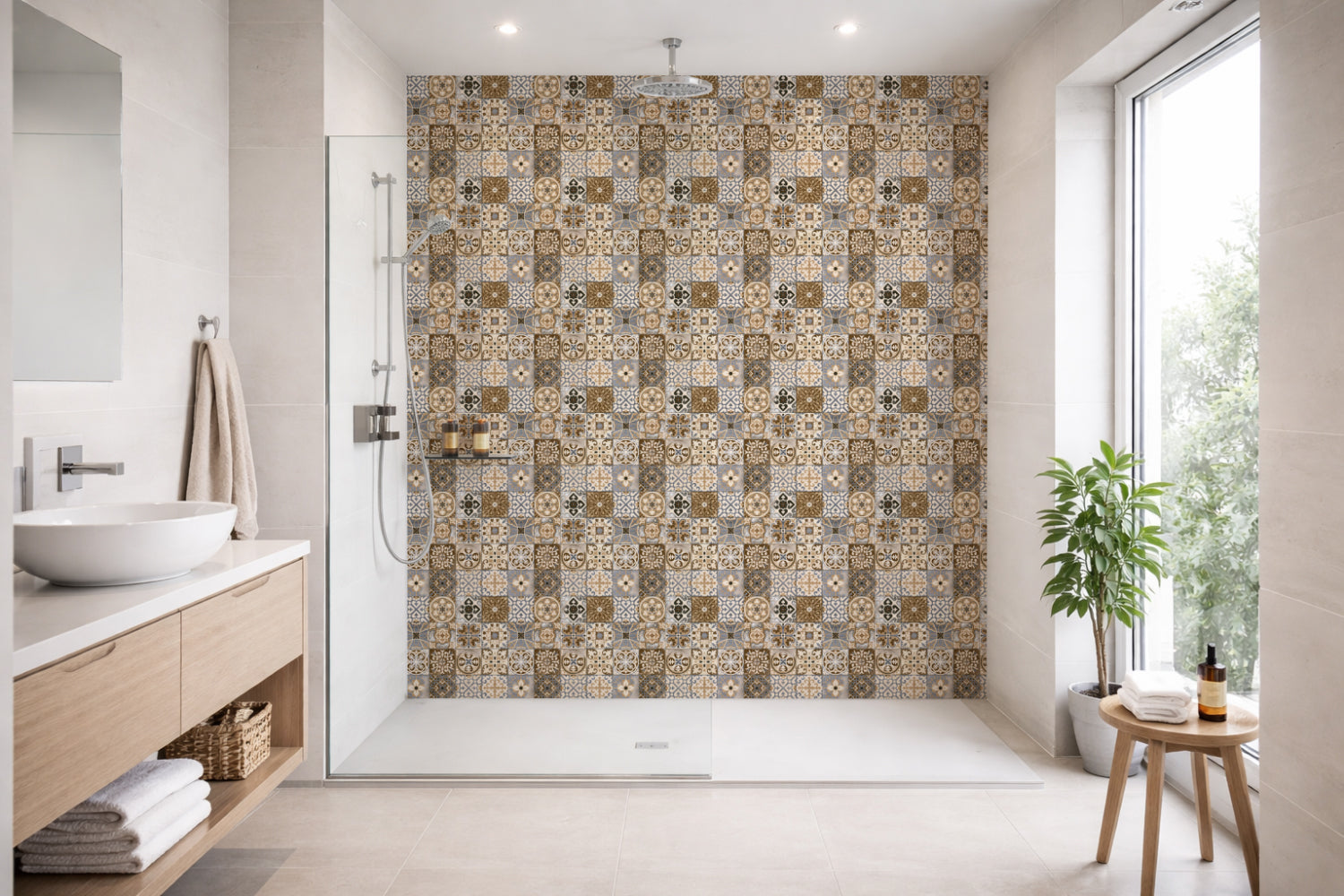 Toilettenrückwand Patchwork