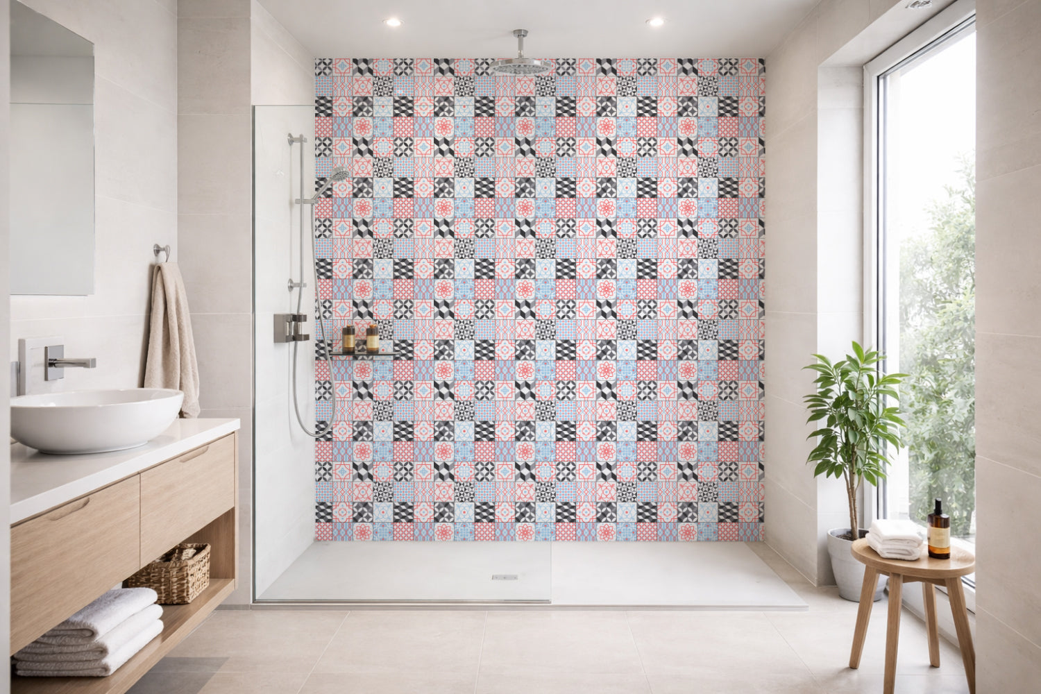 Toilettenrückwand Patchwork