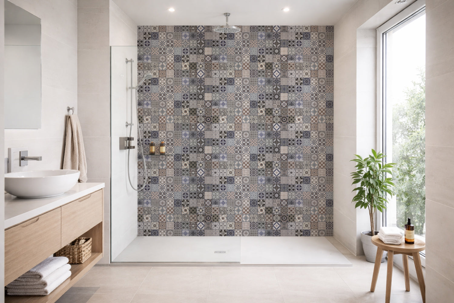 Toilettenrückwand Patchwork