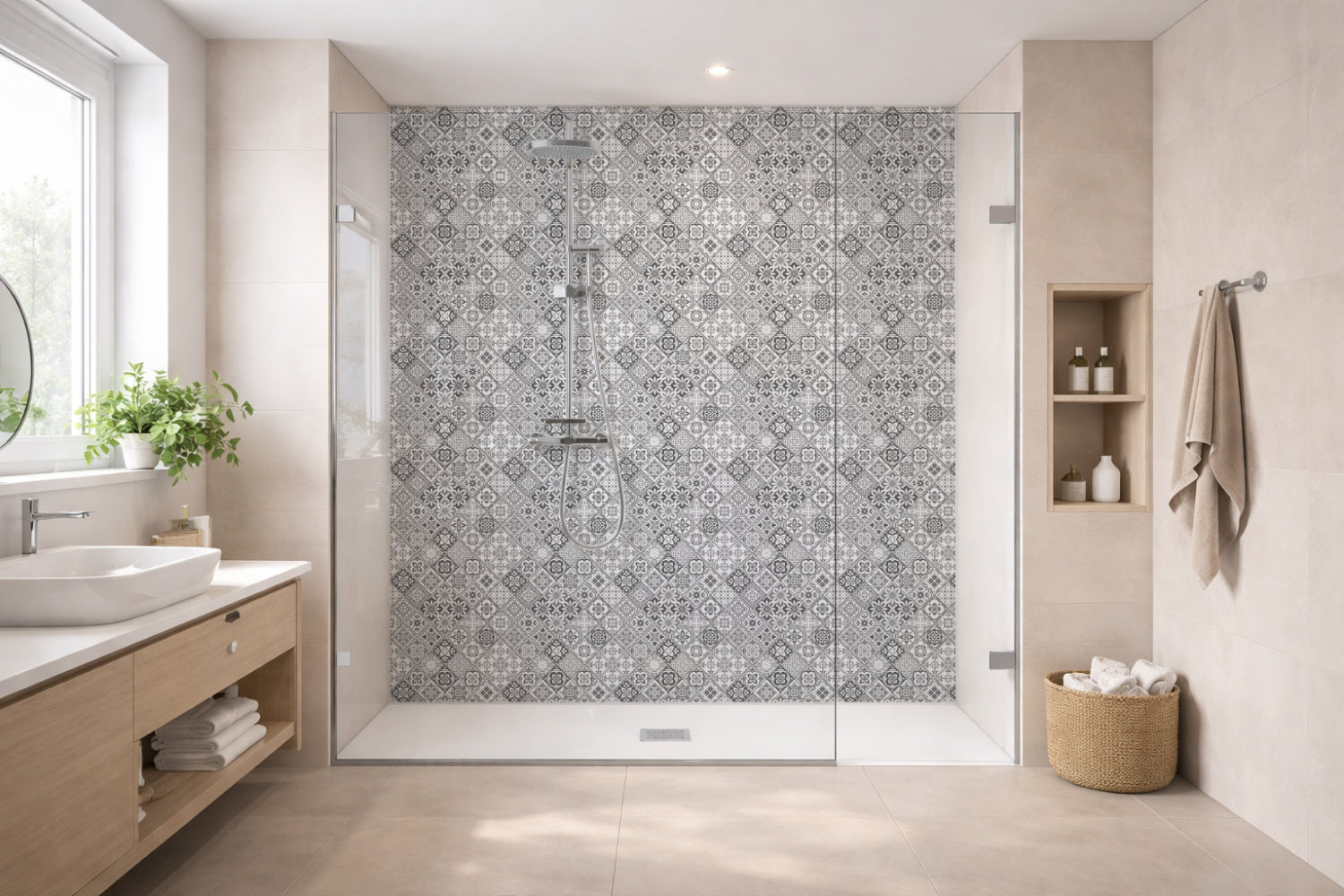 Toilettenrückwand Patchwork