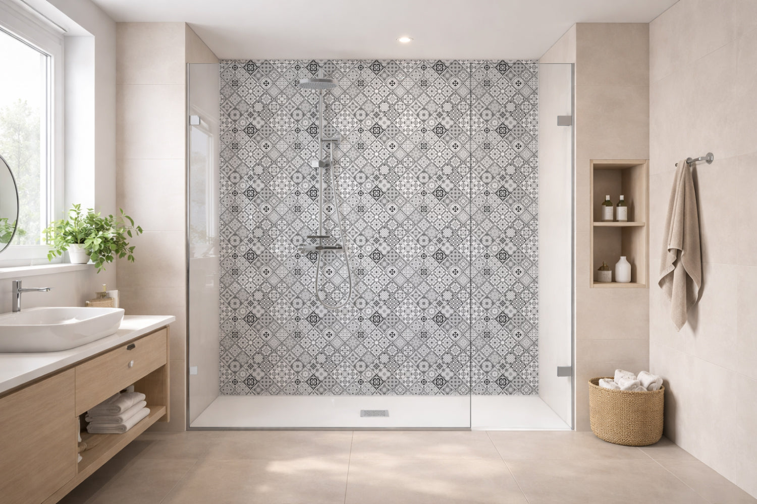 Toilettenrückwand Patchwork
