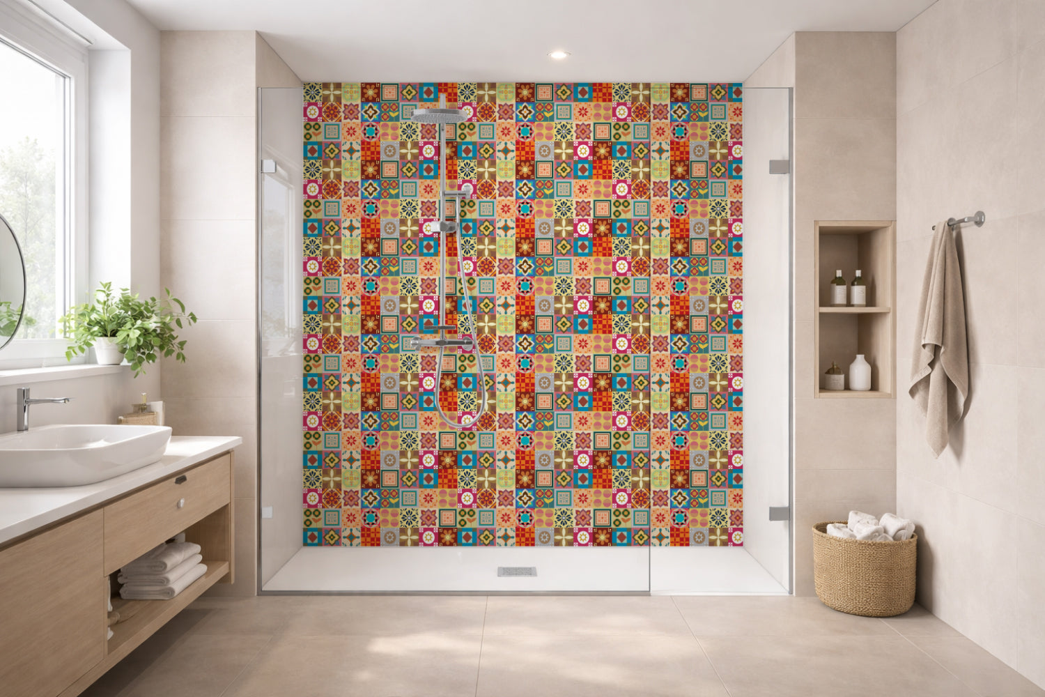 Toilettenrückwand Patchwork