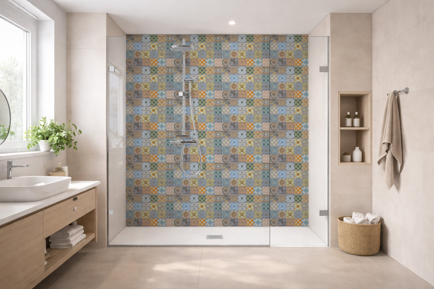 Toilettenrückwand Patchwork