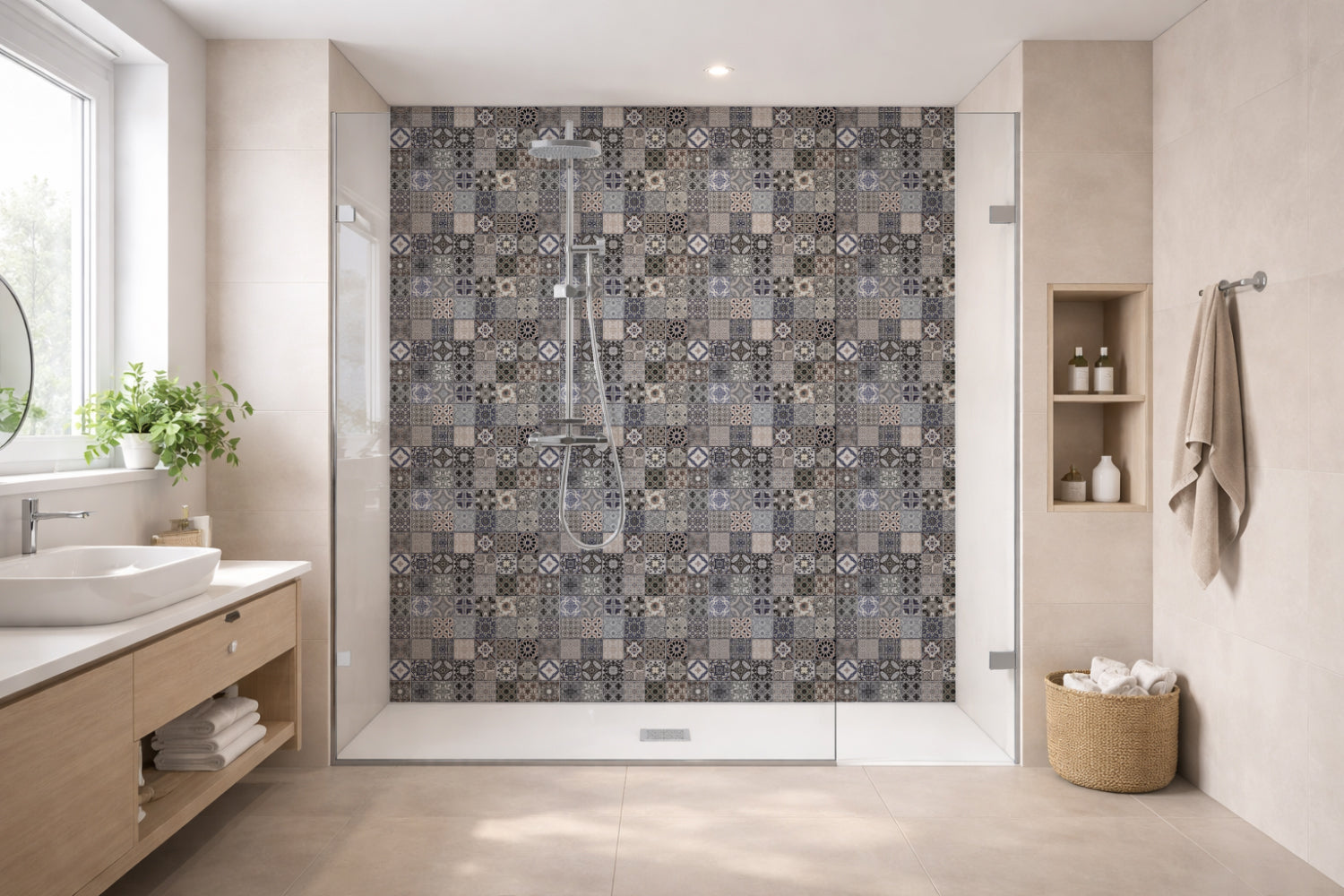 Toilettenrückwand Patchwork