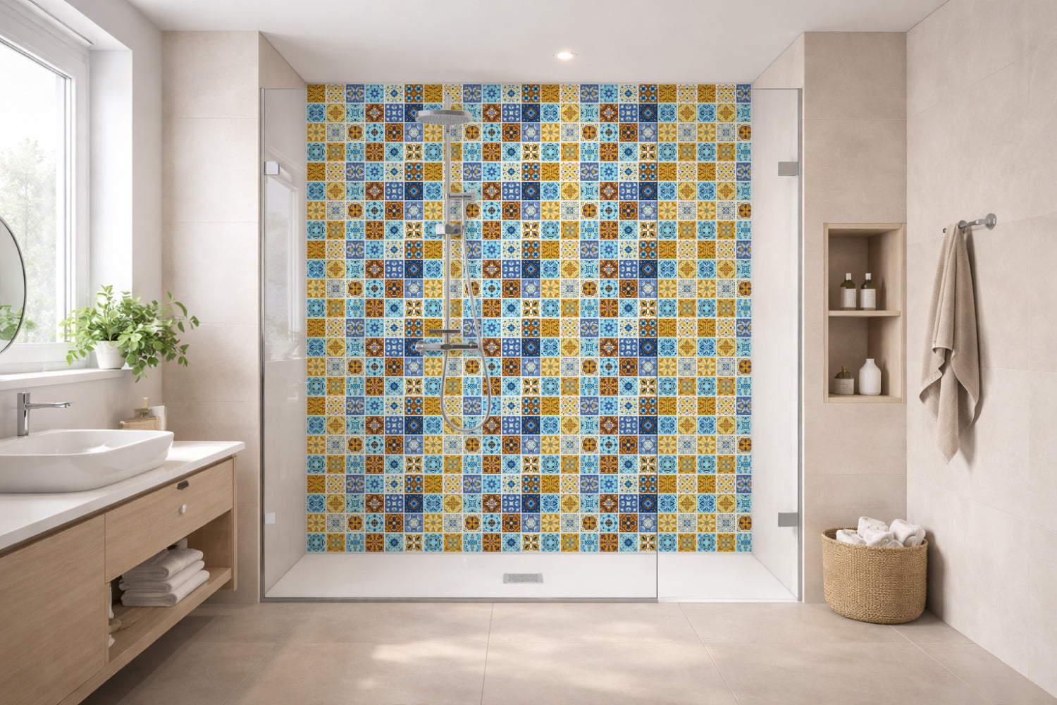 Toilettenrückwand Patchwork