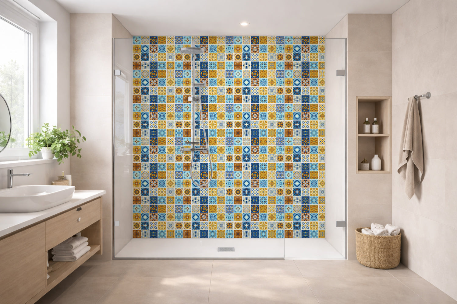 Toilettenrückwand Patchwork