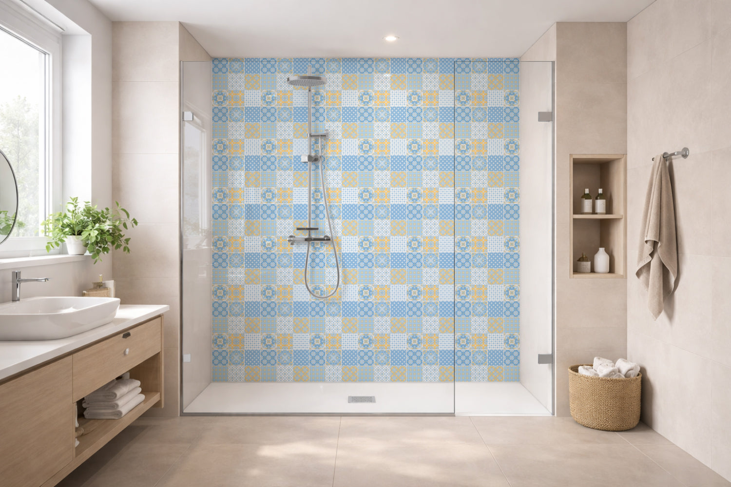 Toilettenrückwand Patchwork