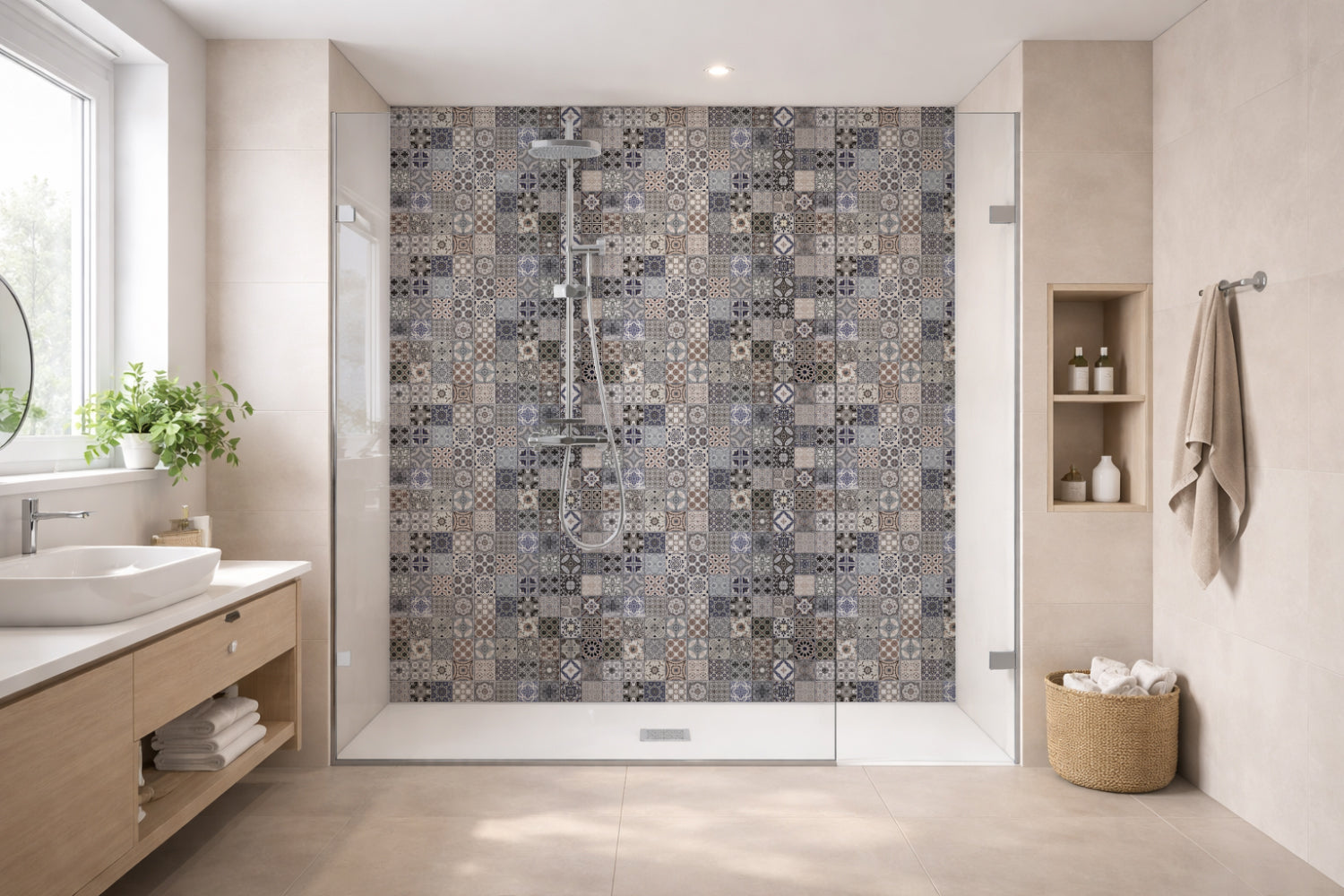 Toilettenrückwand Patchwork