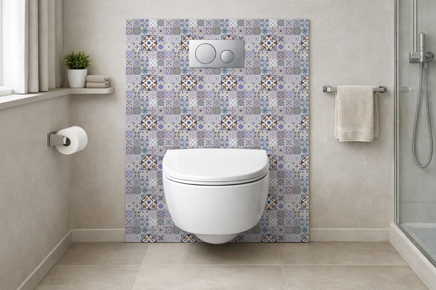 Toilettenrückwand Patchwork