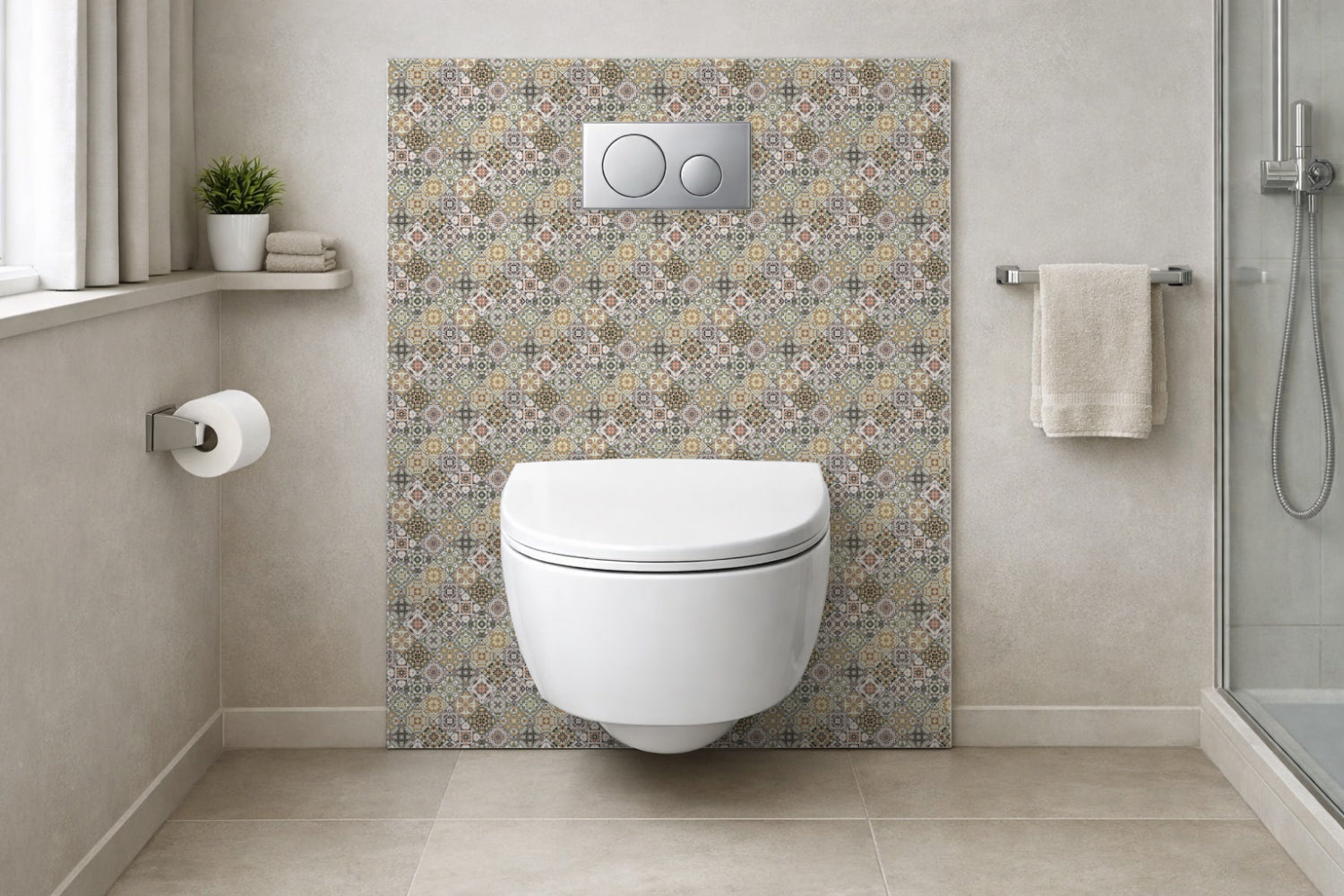 Toilettenrückwand Patchwork