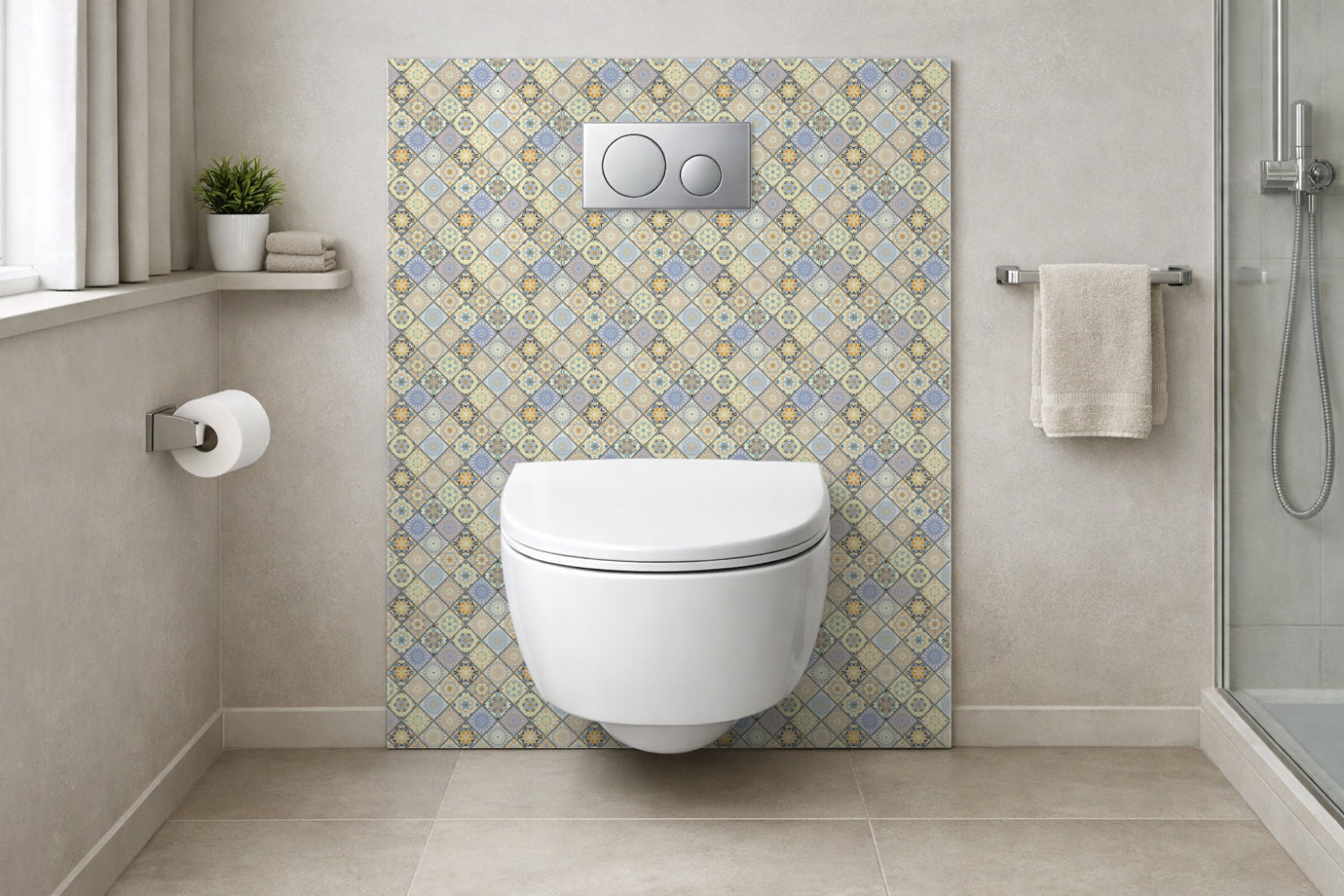 Toilettenrückwand Patchwork