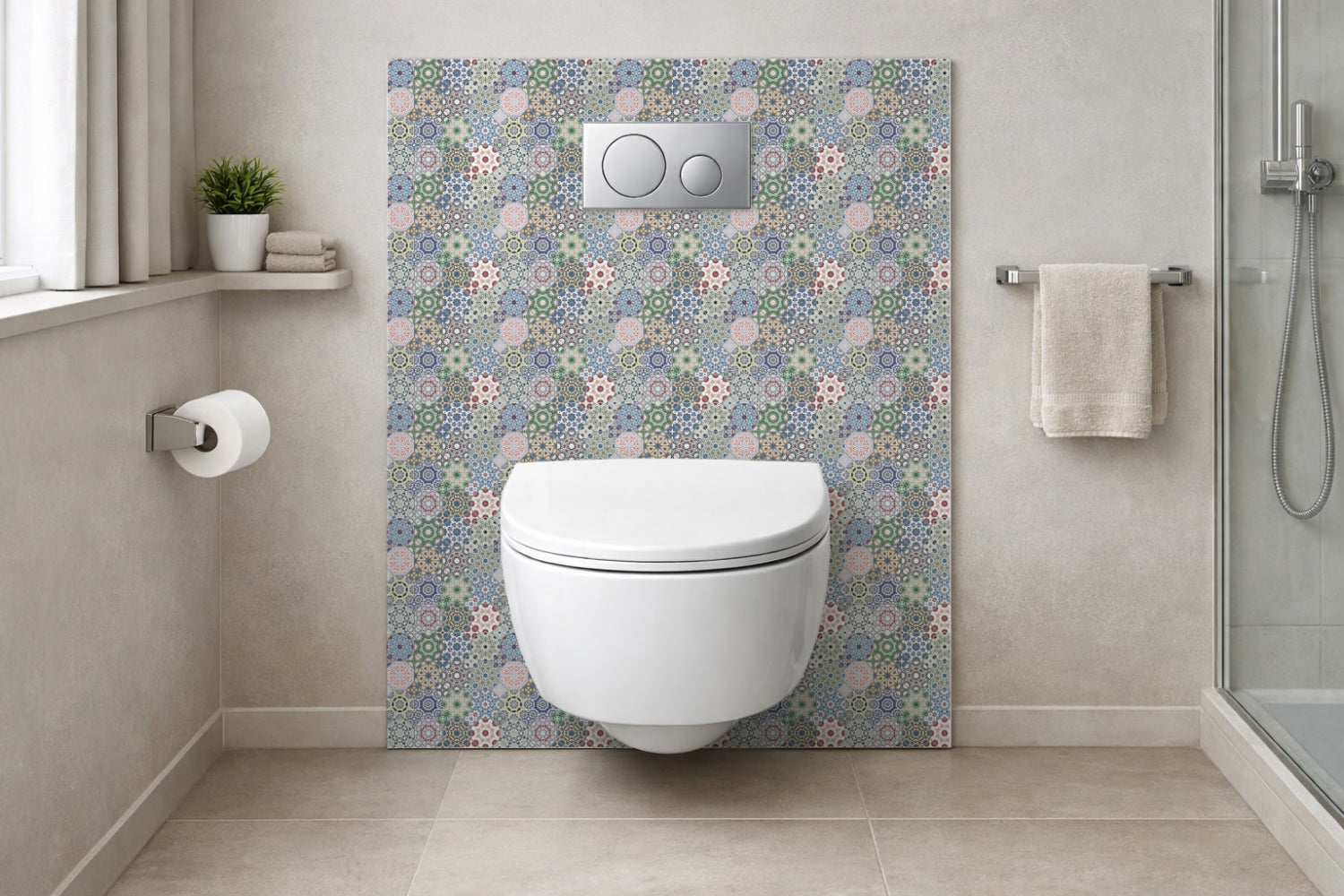 Toilettenrückwand Patchwork