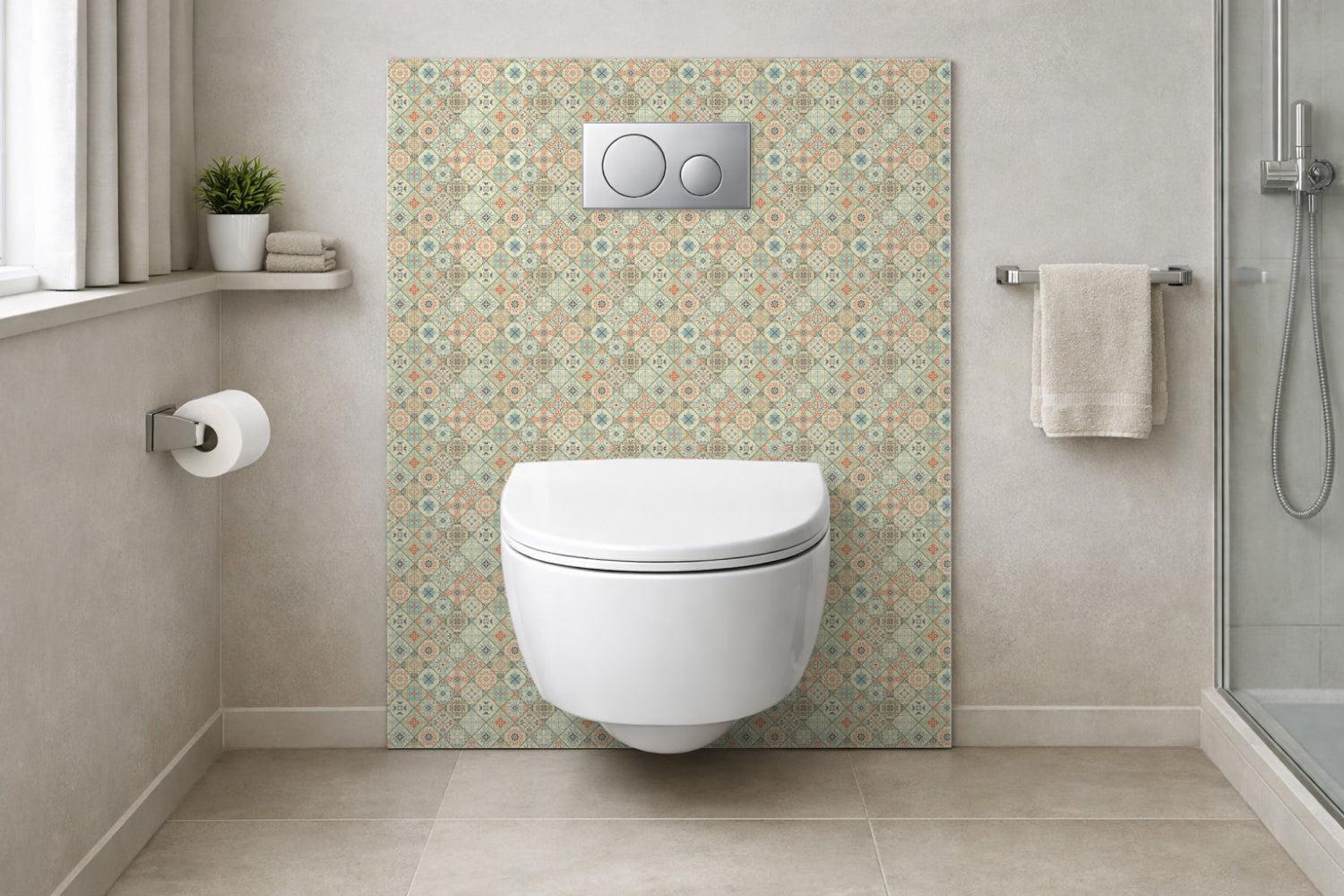 Toilettenrückwand Patchwork