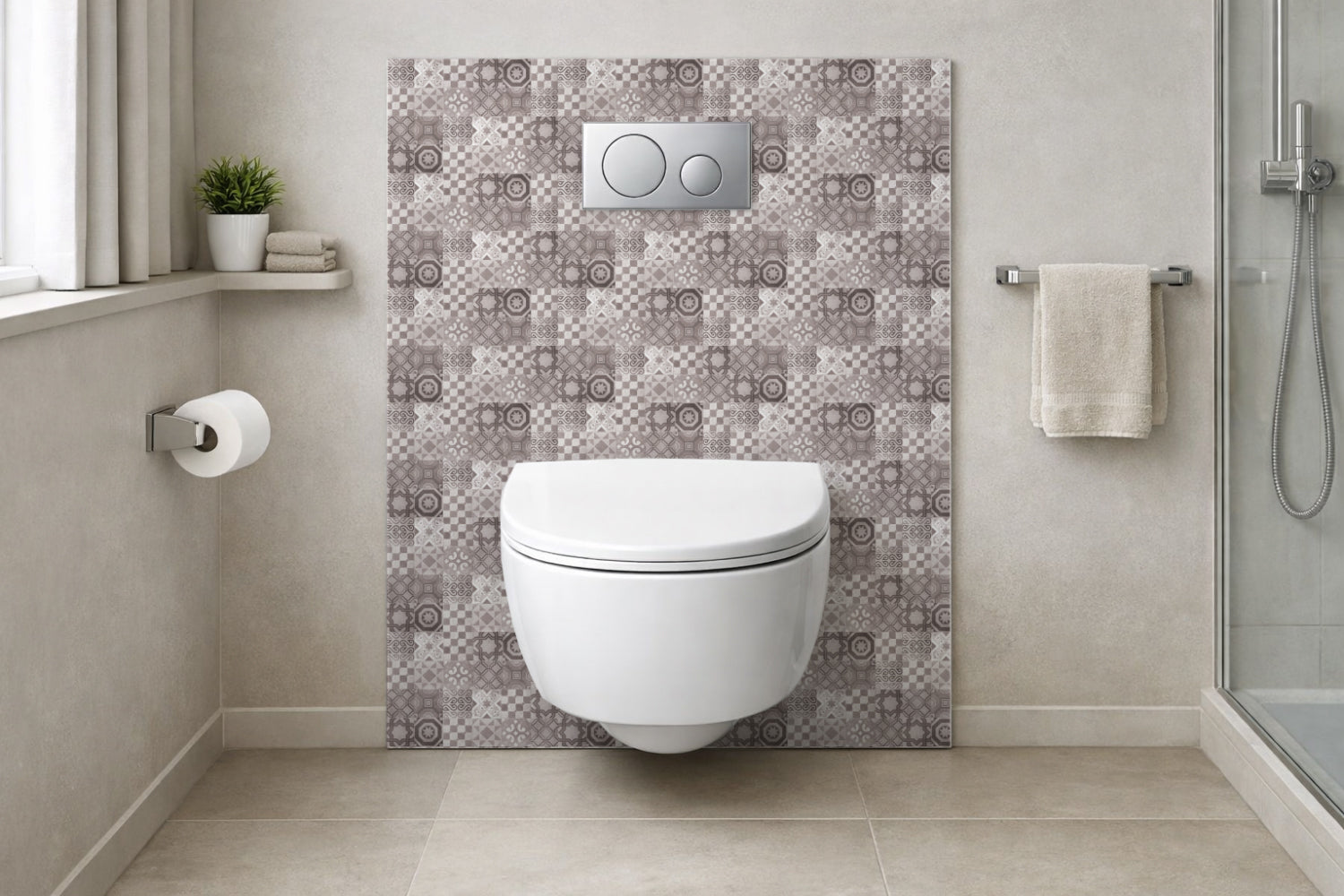 Toilettenrückwand Patchwork
