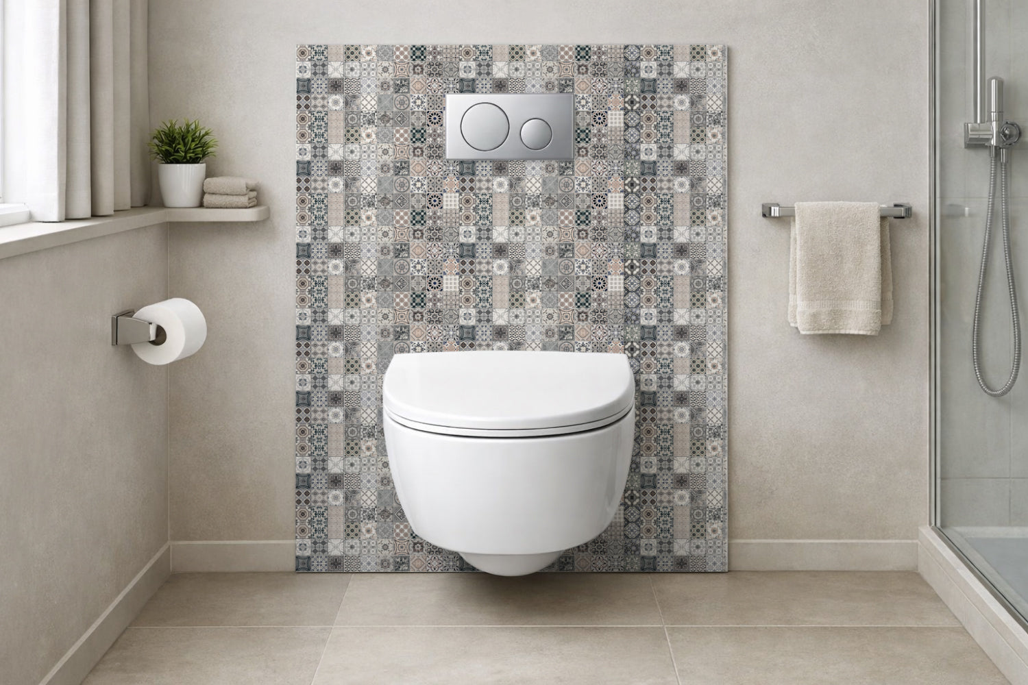 Toilettenrückwand Patchwork