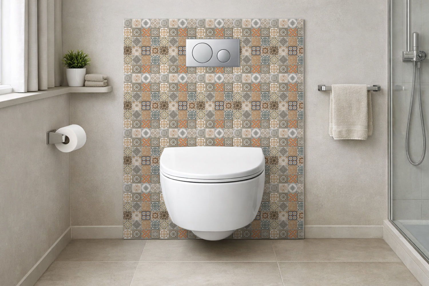 Toilettenrückwand Patchwork