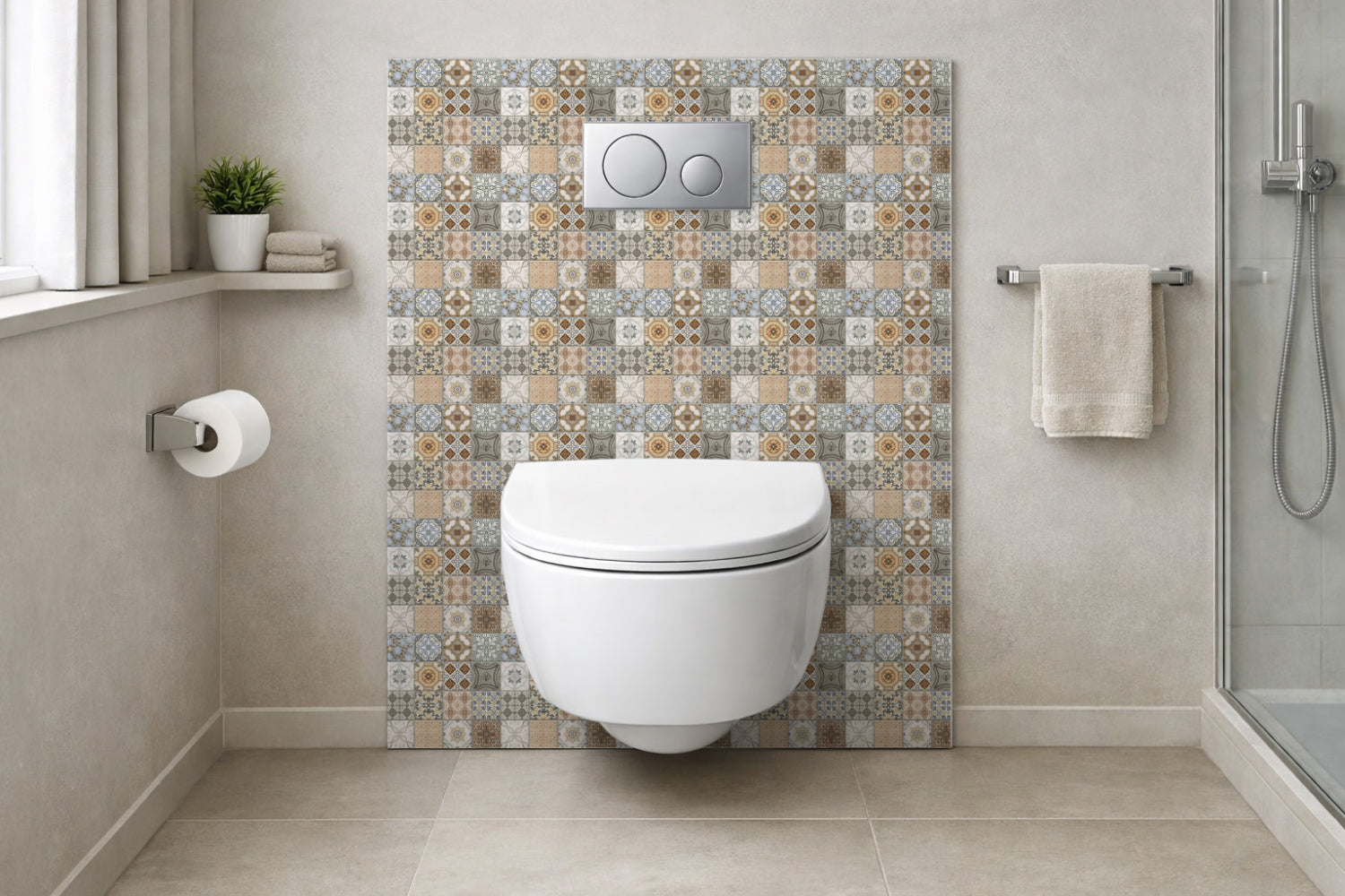 Toilettenrückwand Patchwork