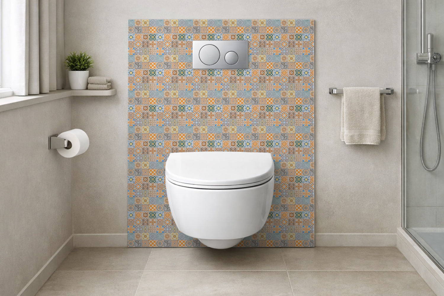 Toilettenrückwand Patchwork