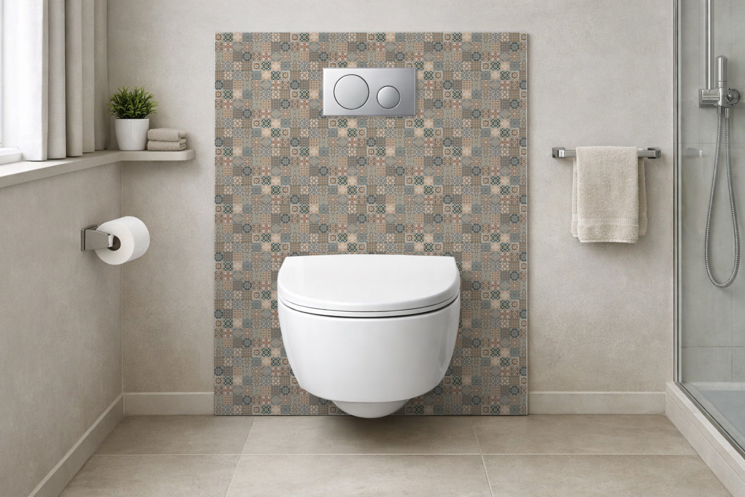 Toilettenrückwand Patchwork