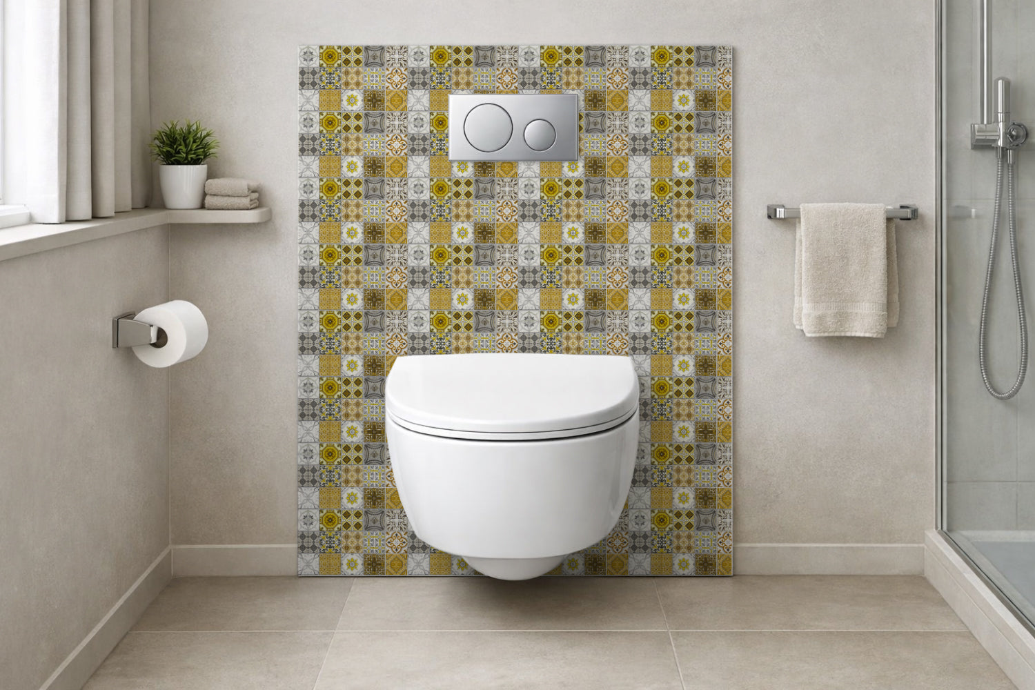 Toilettenrückwand Patchwork