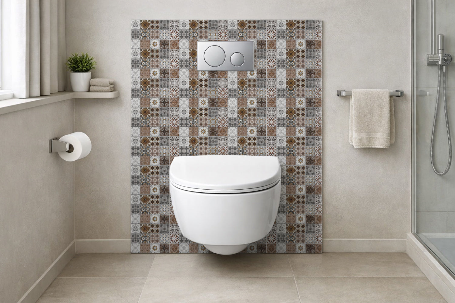 Toilettenrückwand Patchwork