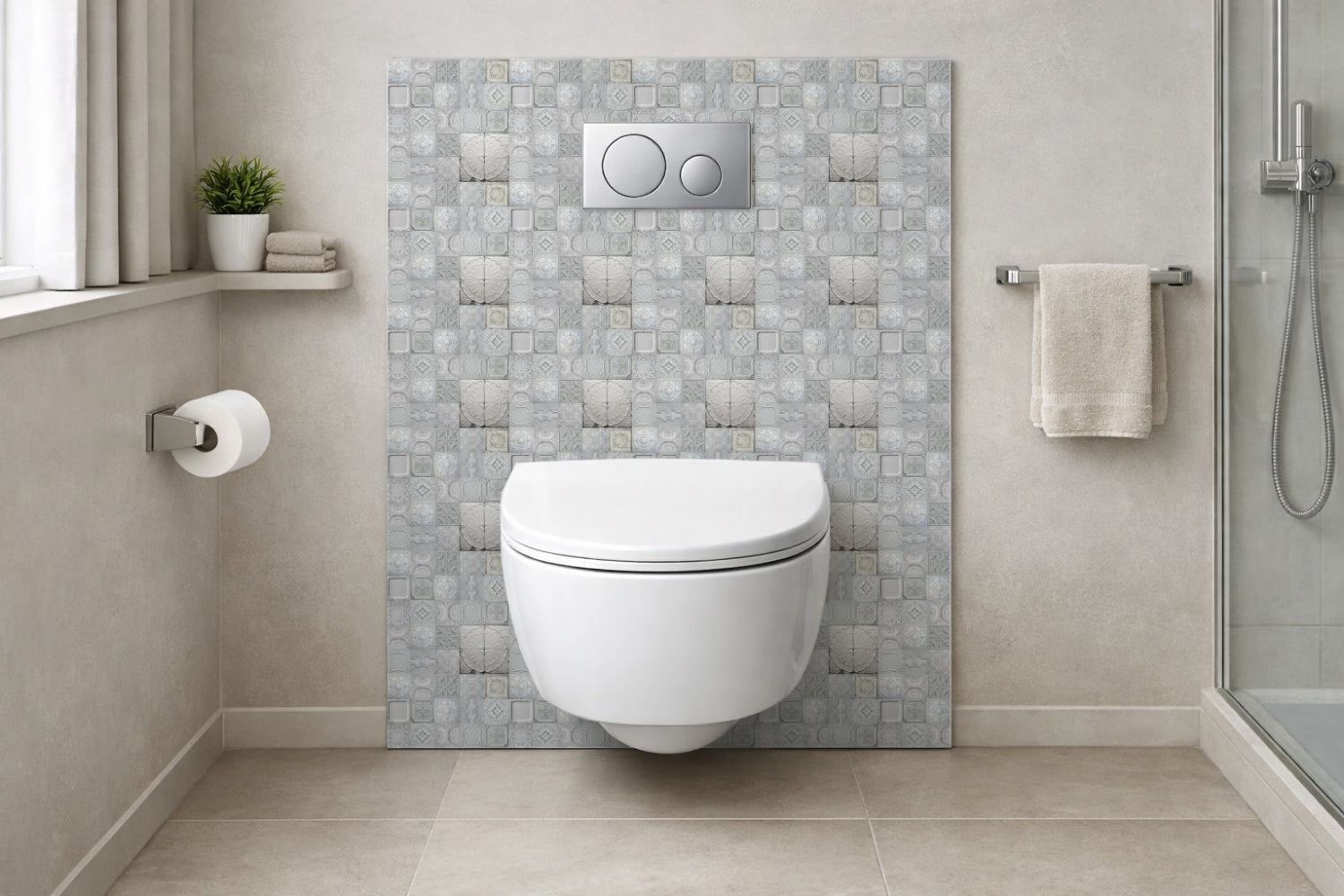 Toilettenrückwand Patchwork