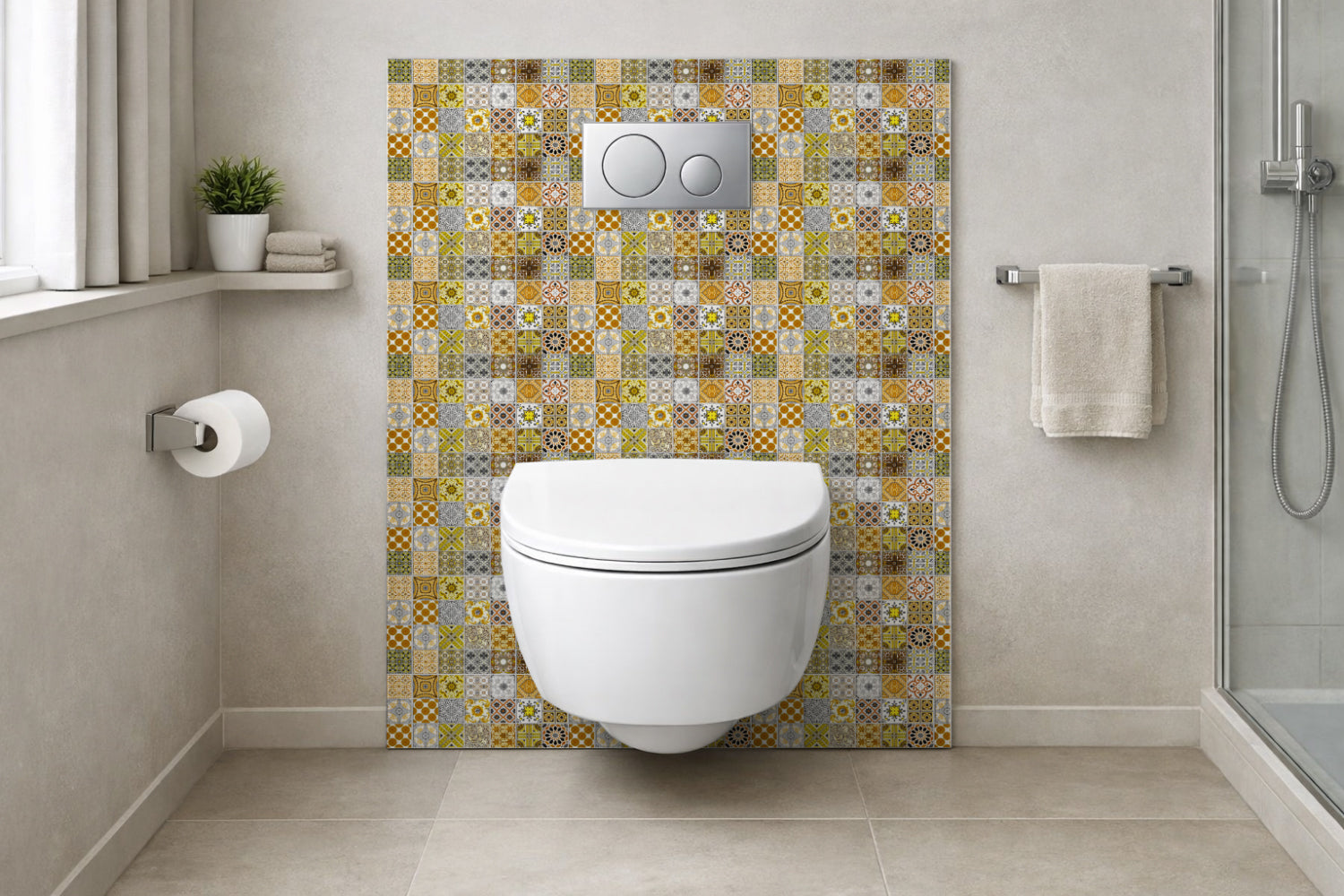 Toilettenrückwand Patchwork
