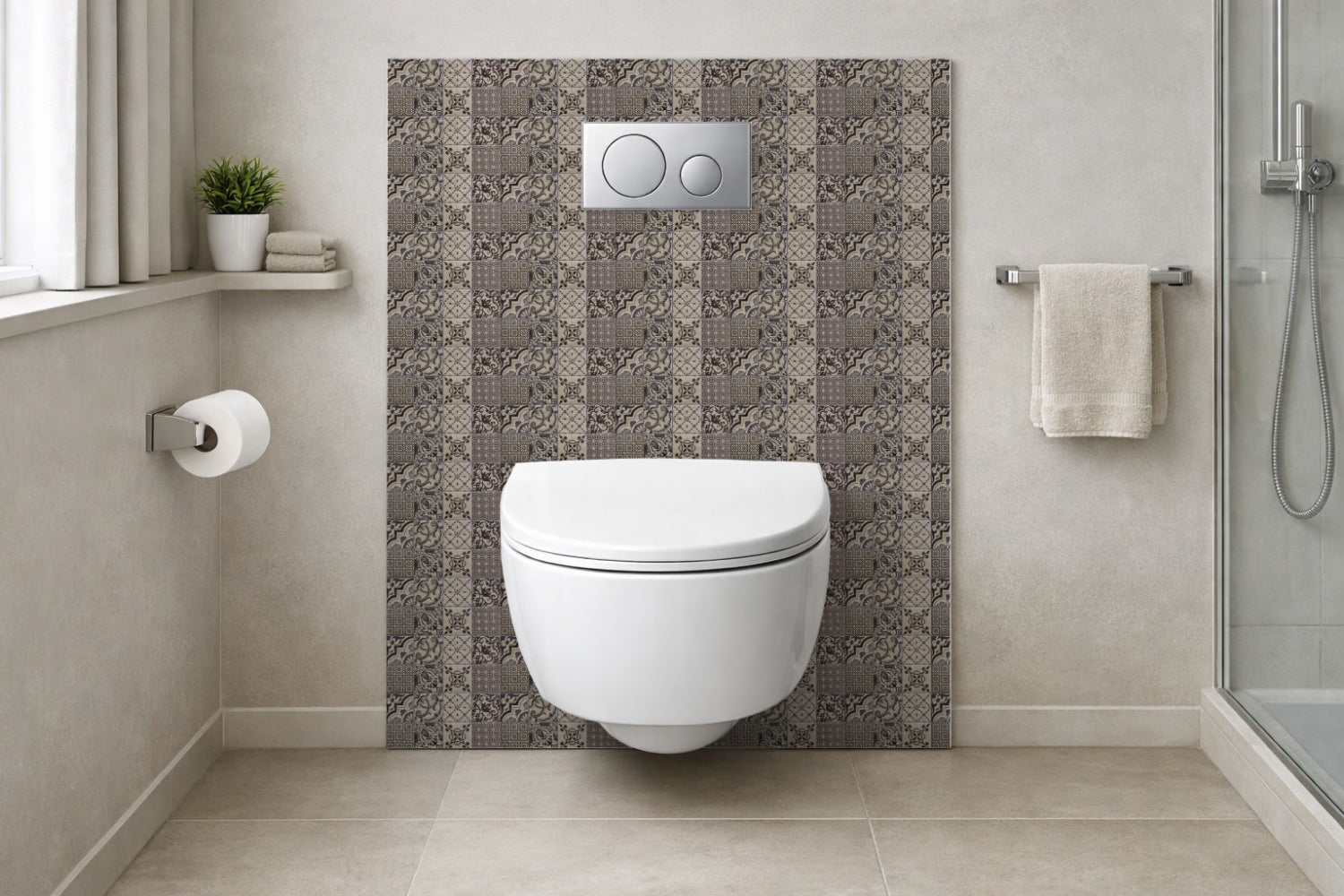 Toilettenrückwand Patchwork