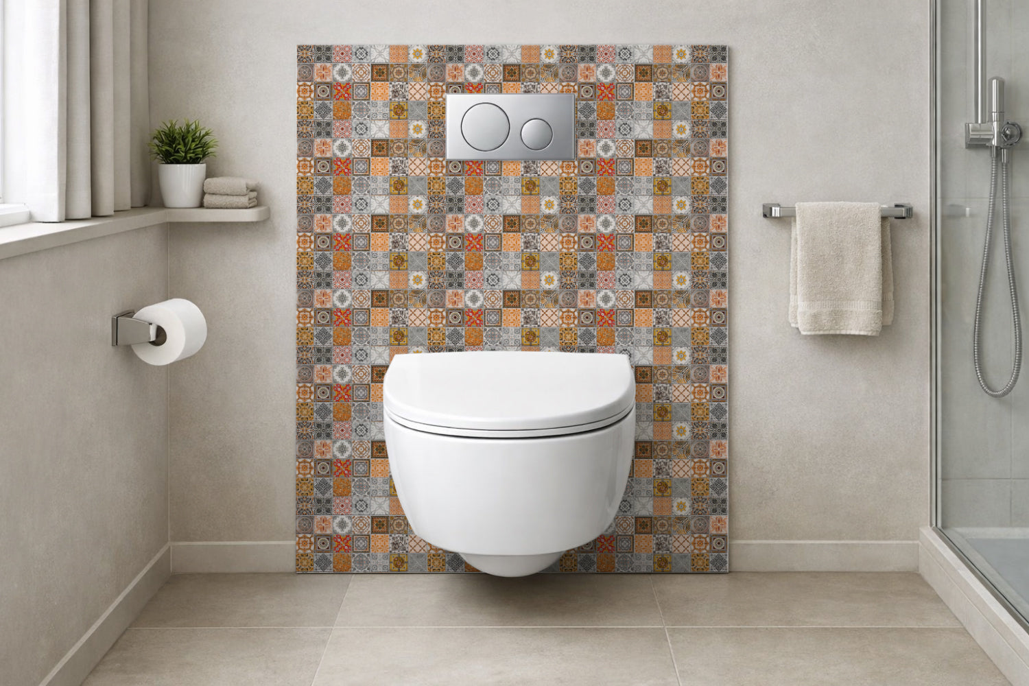 Toilettenrückwand Patchwork