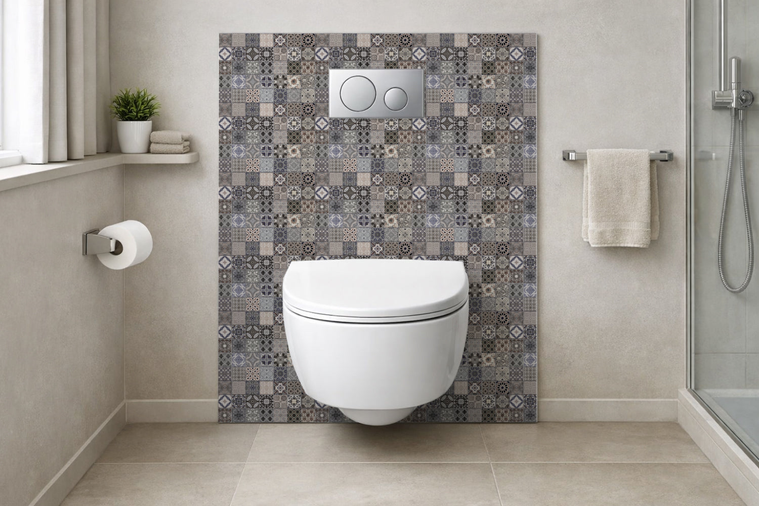 Toilettenrückwand Patchwork