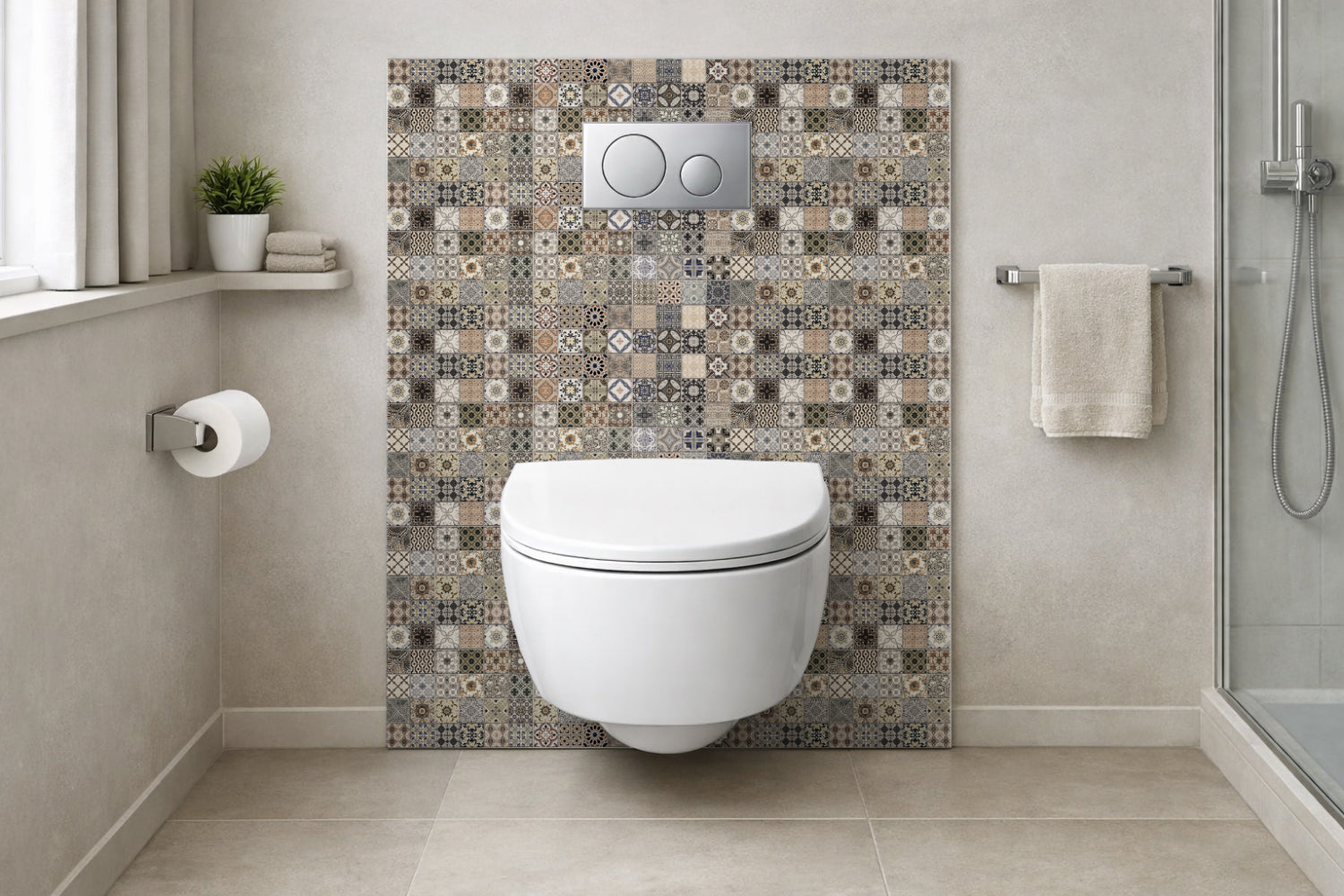 Toilettenrückwand Patchwork
