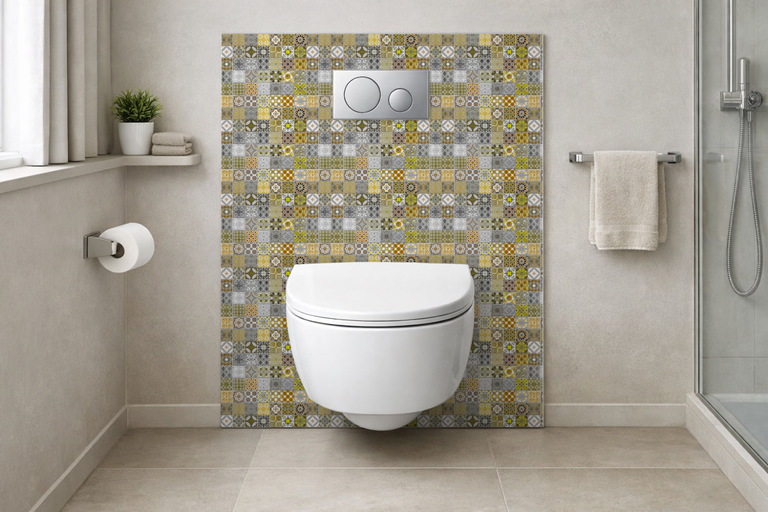 Toilettenrückwand Patchwork