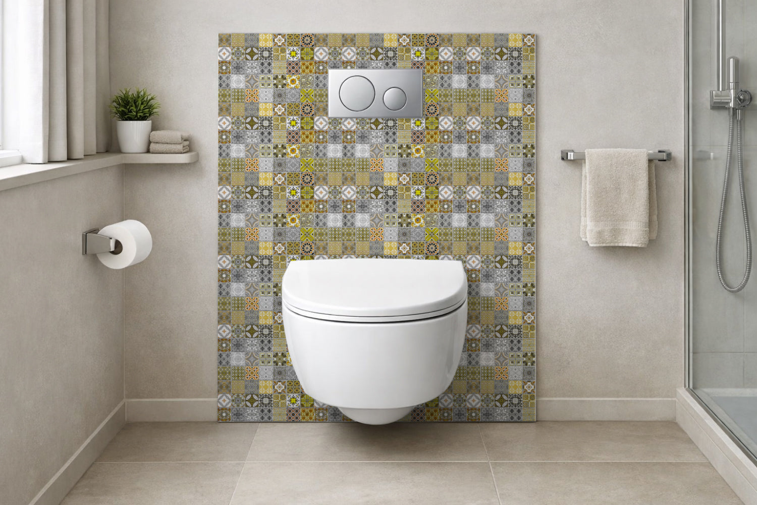 Toilettenrückwand Patchwork