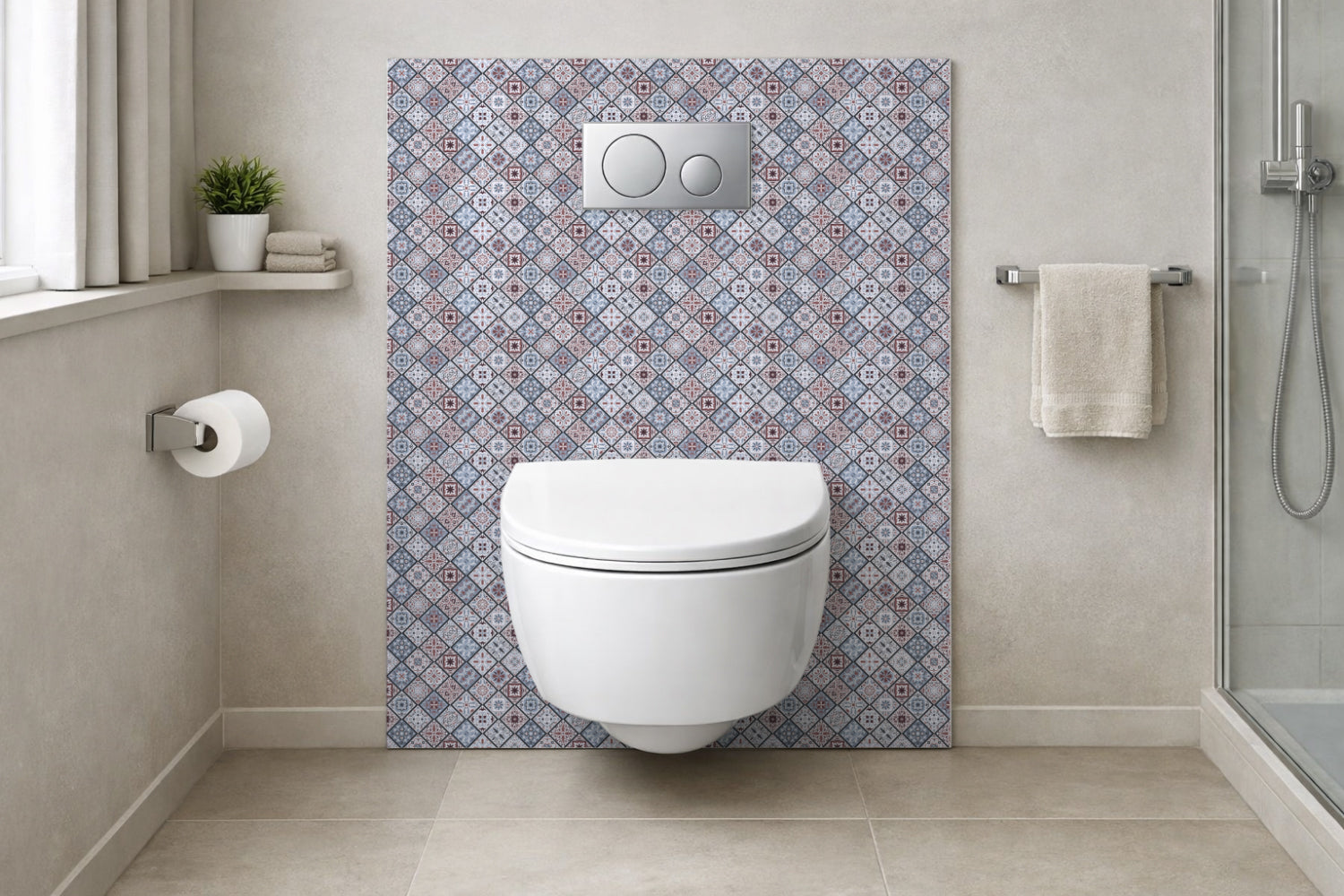 Toilettenrückwand Patchwork