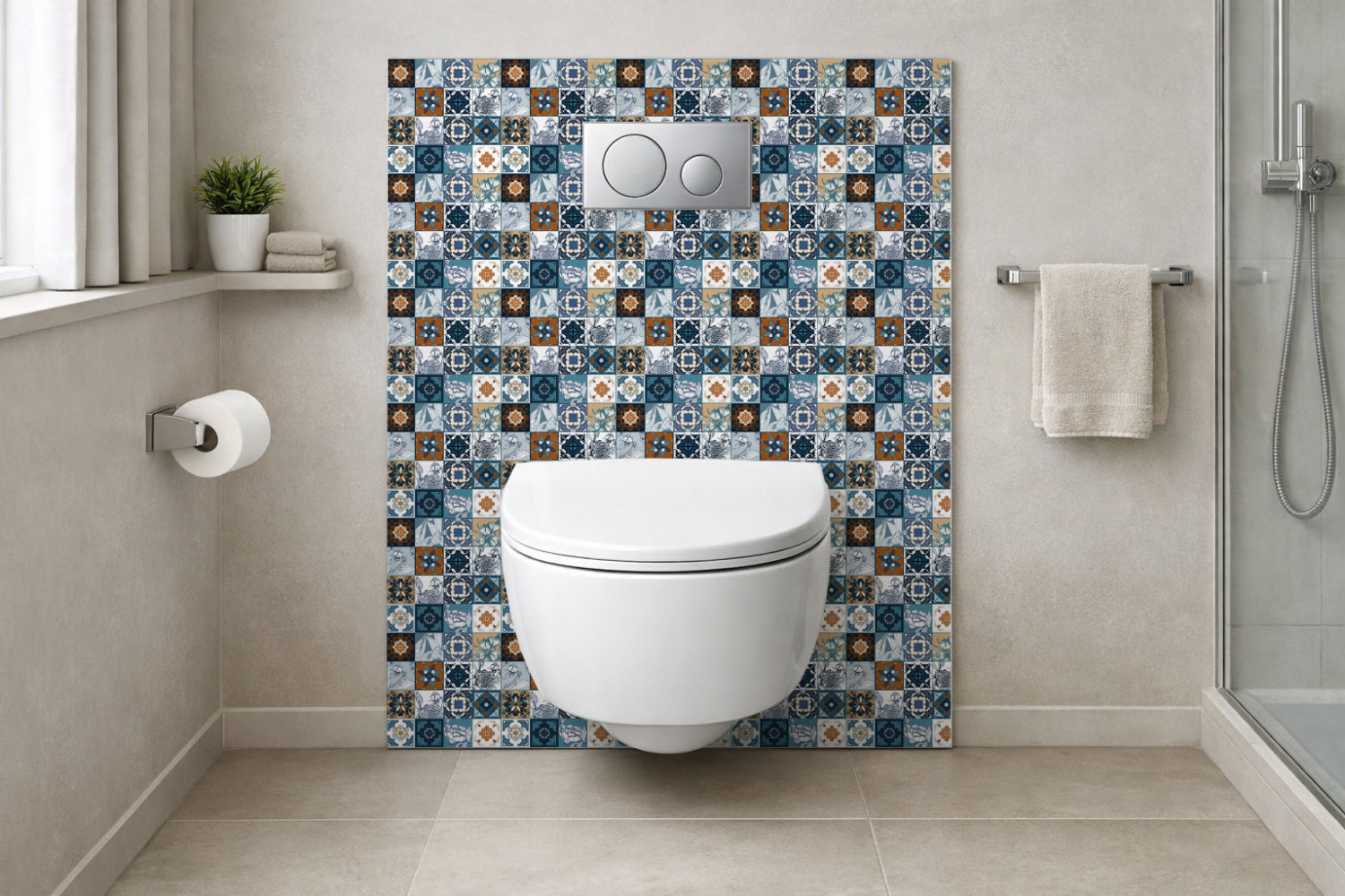 Toilettenrückwand Patchwork