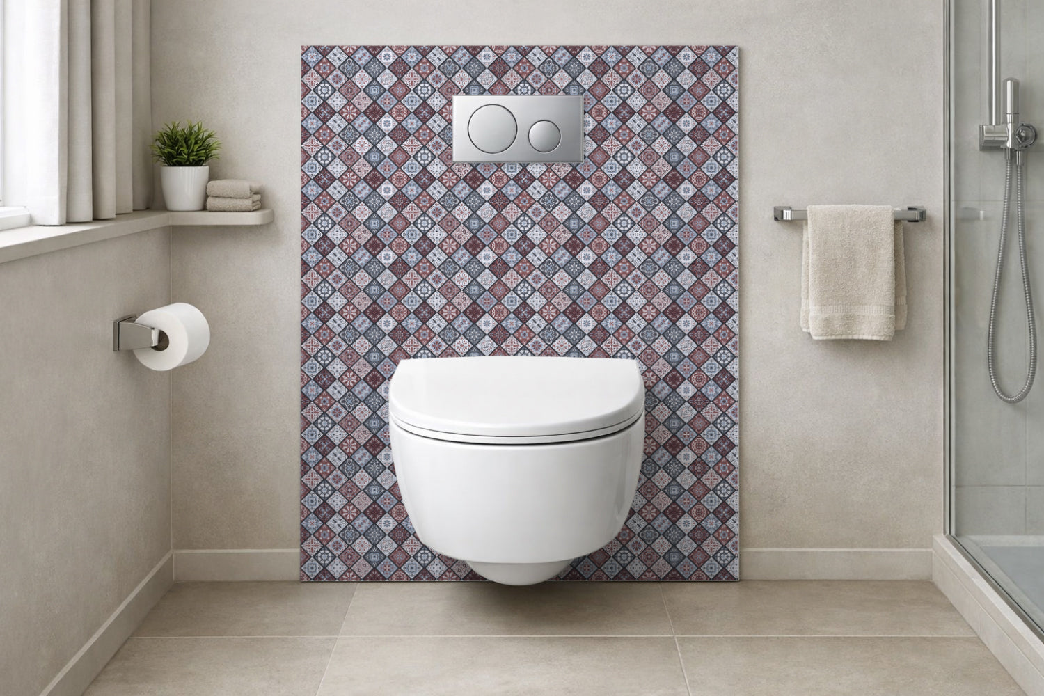 Toilettenrückwand Patchwork