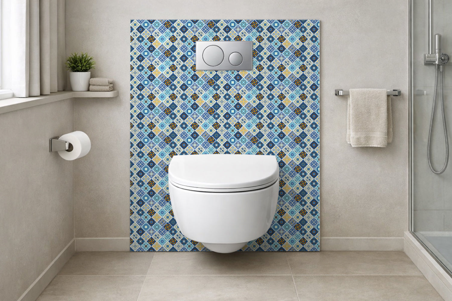 Toilettenrückwand Patchwork