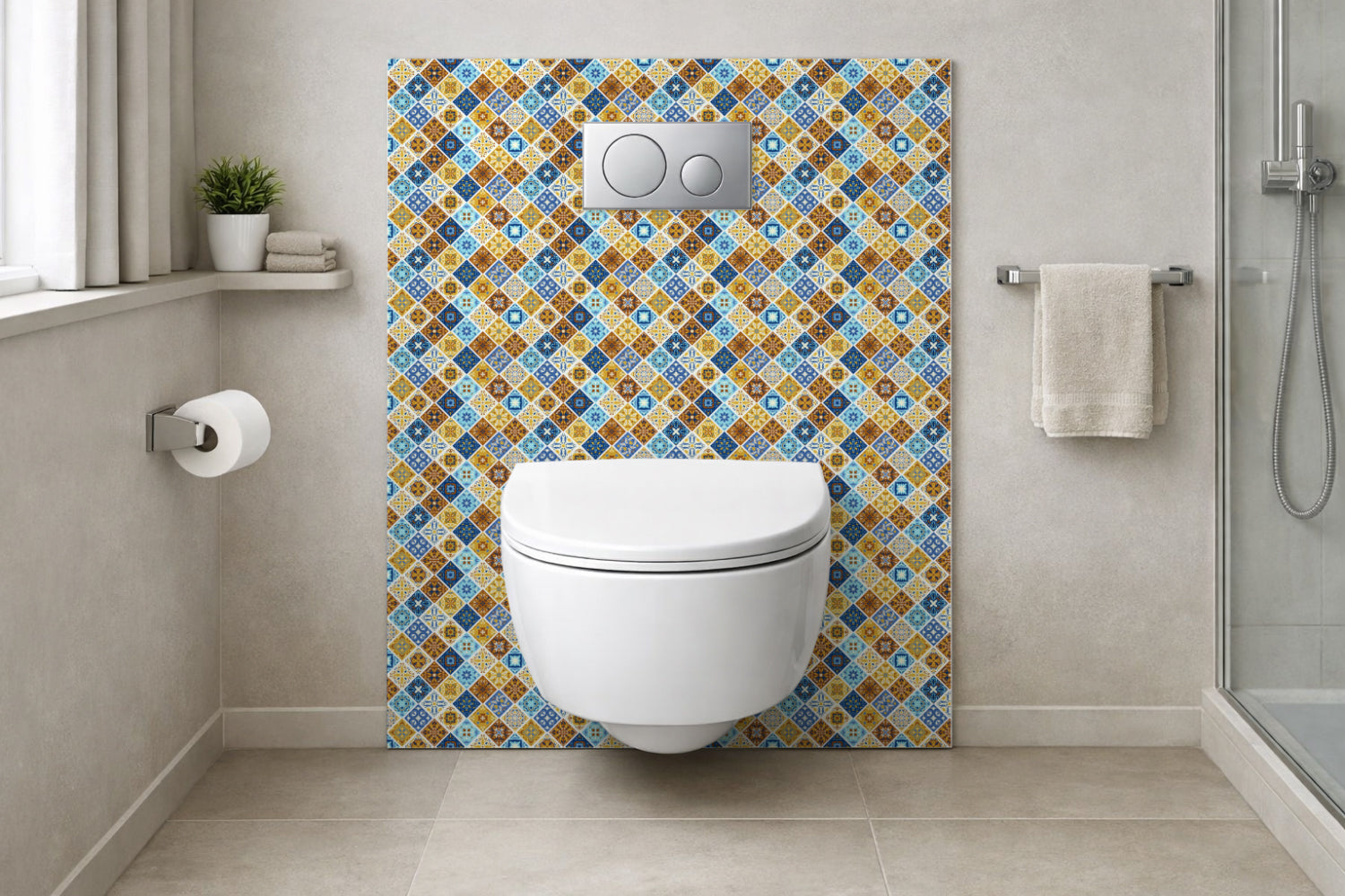 Toilettenrückwand Patchwork