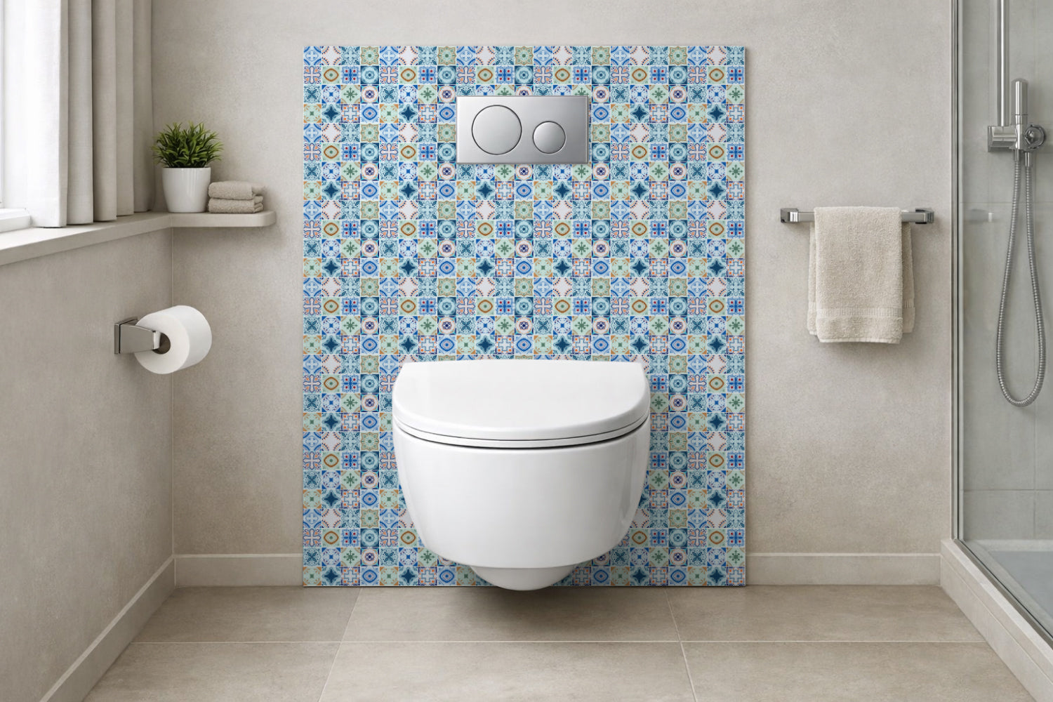 Toilettenrückwand Patchwork