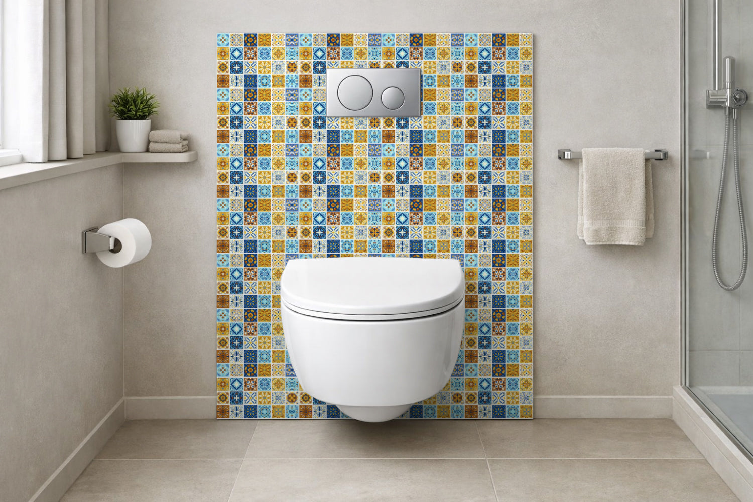 Toilettenrückwand Patchwork