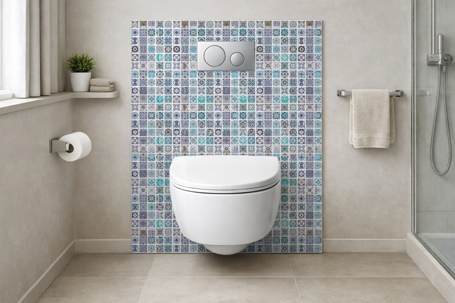 Toilettenrückwand Patchwork