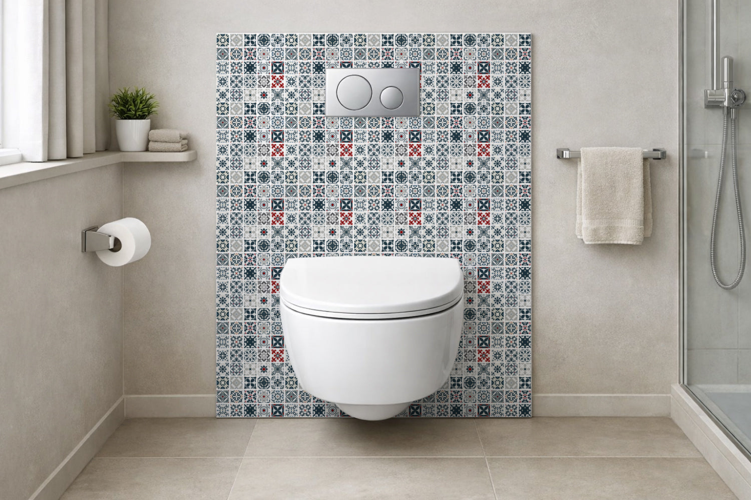 Toilettenrückwand Patchwork