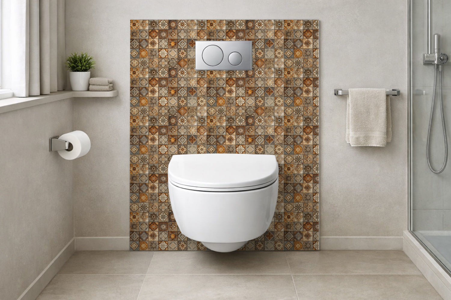 Toilettenrückwand Patchwork