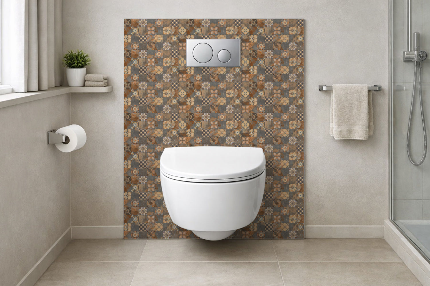 Toilettenrückwand Patchwork