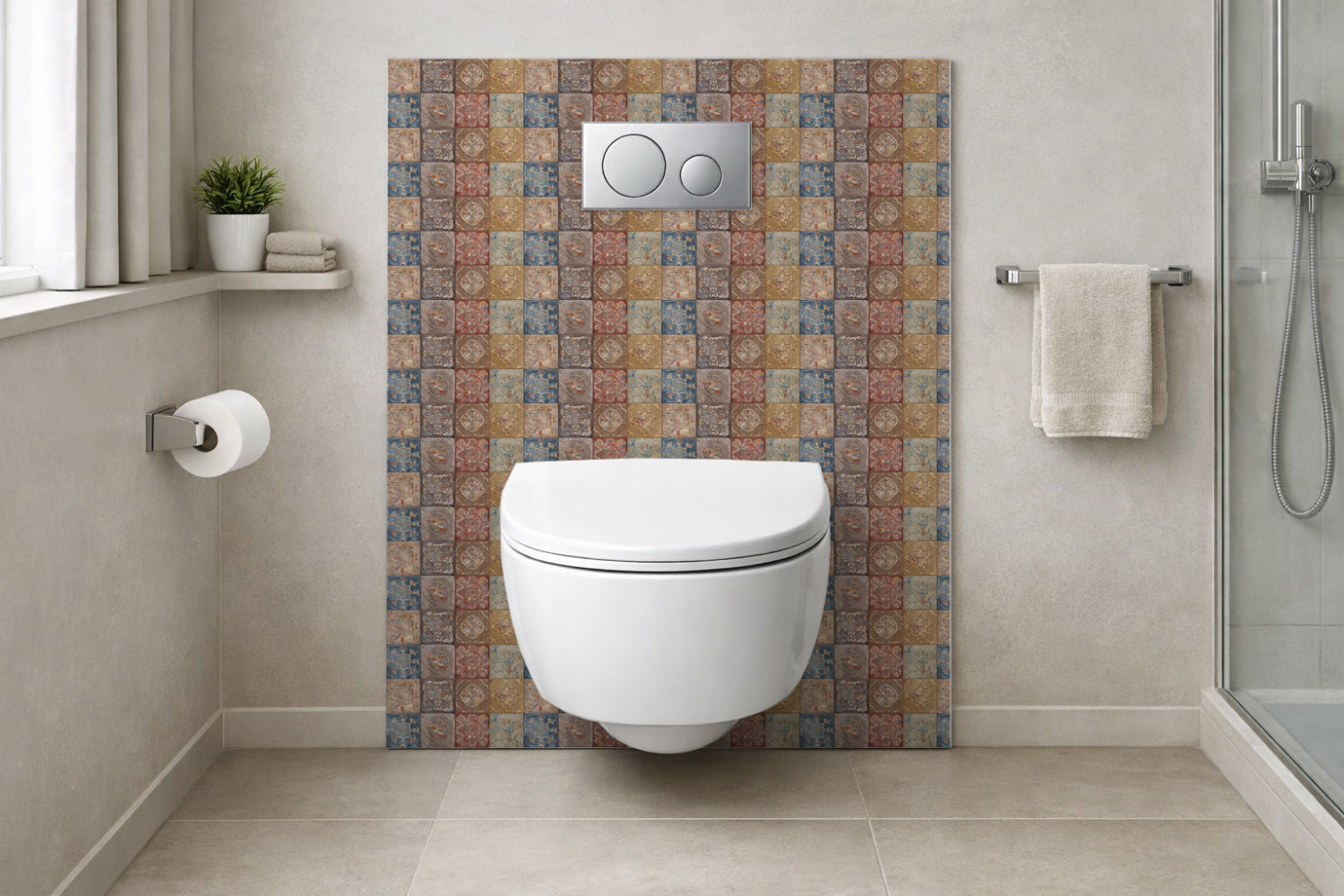 Toilettenrückwand Patchwork